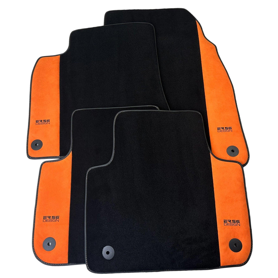 Black Floor Mats for Audi Q5 8R (2008-2017) With Orange Alcantara | ER56 Design - AutoWin