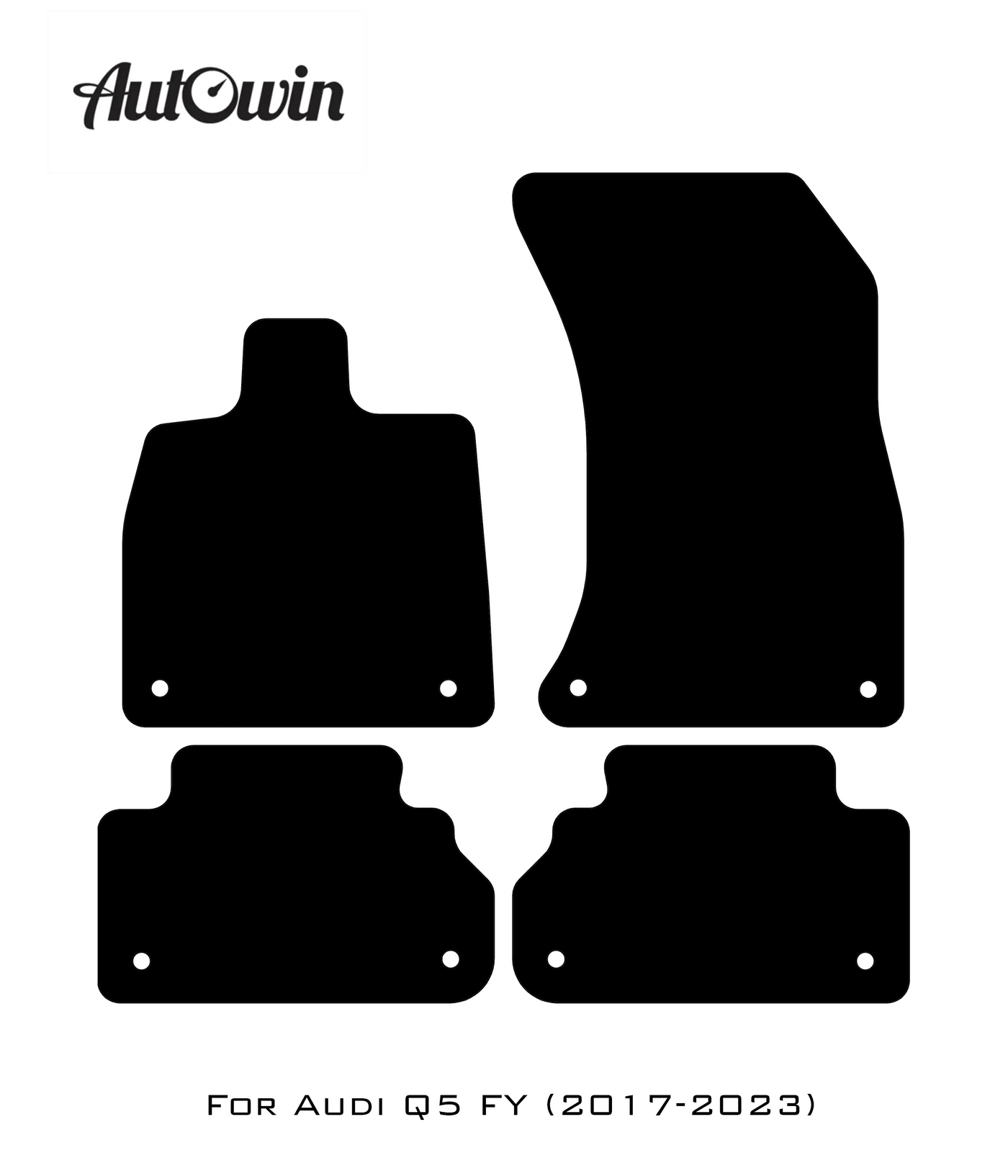 Black Floor Mats for Audi Q5 FY (2017-2023) With Orange Alcantara | ER56 Design - AutoWin