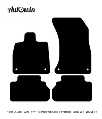 Black Floor Mats for Audi Q5 FYT Sportback Hybrid (2021-2024) | Fighter Jet Edition - AutoWin