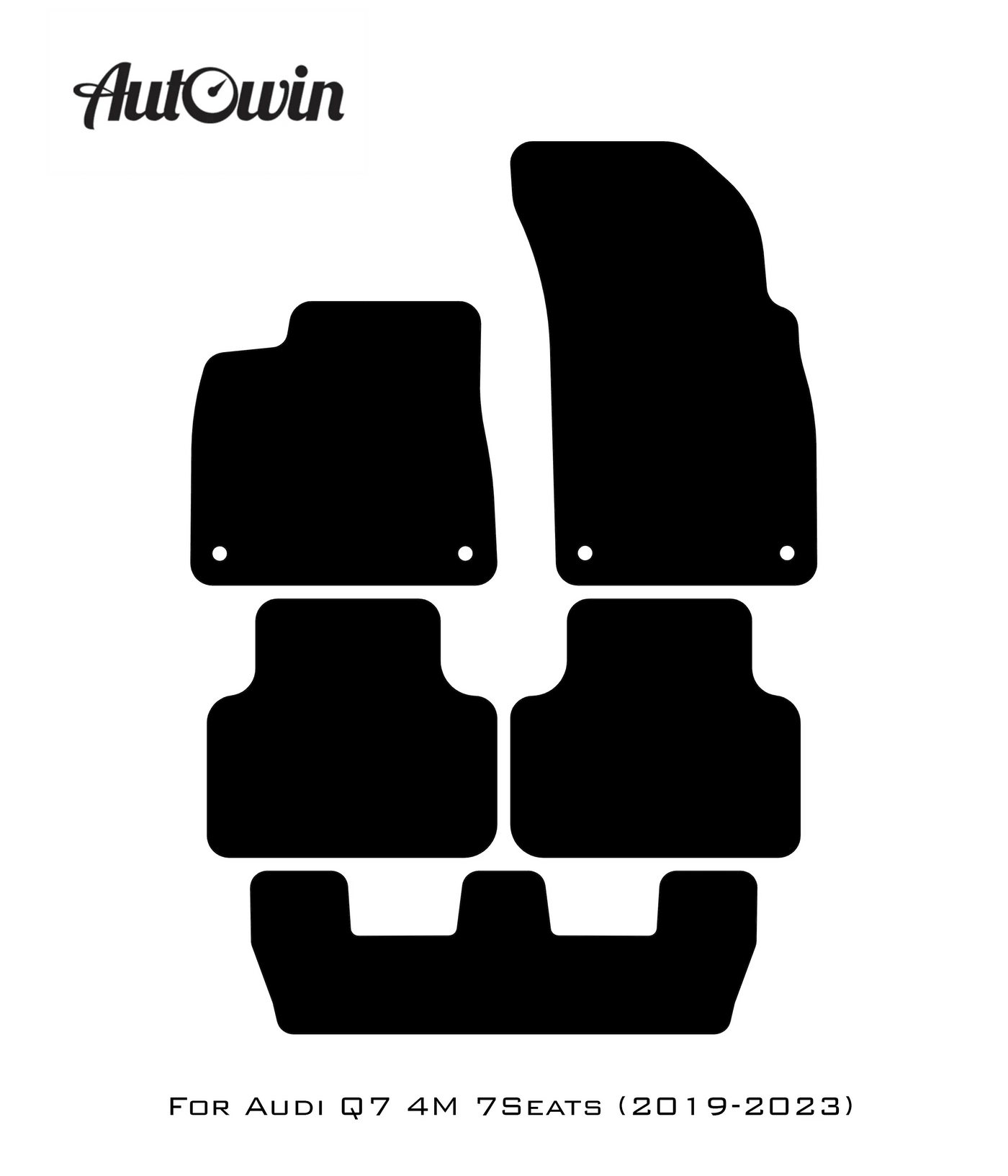 Black Floor Mats for Audi Q7 4M (2019-2023) With Orange Alcantara | ER56 Design - AutoWin