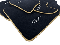 Black Floor Mats For Bentley Continental GT 2003–2011 With Gold Color Trim - AutoWin