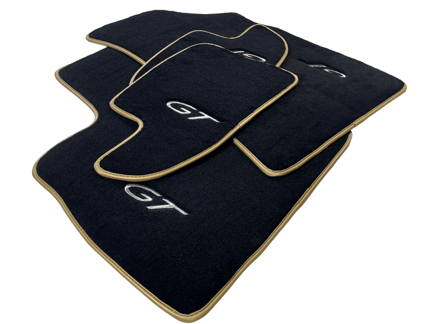 Black Floor Mats For Bentley Continental GT 2003–2011 With Gold Color Trim - AutoWin
