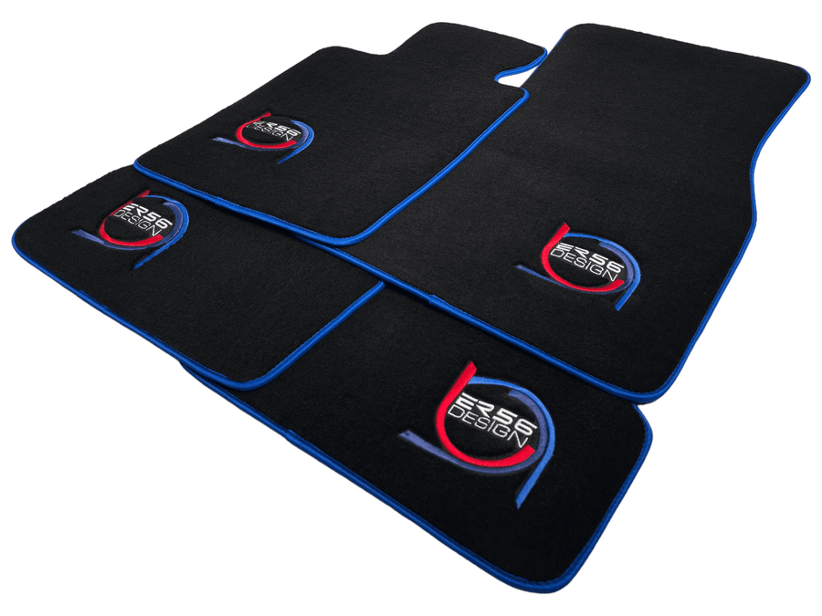 Black Floor Mats For BMW 6 Series E64 Convertible ER56 Design Limited Edition Blue Trim - AutoWin