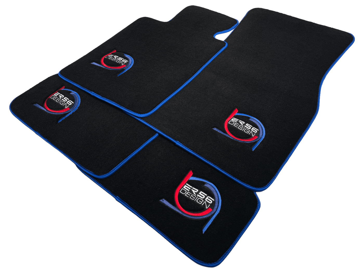 Black Floor Mats For BMW 7 Series E38 ER56 Design Limited Edition Blue Trim - AutoWin
