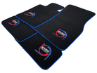 Black Floor Mats For BMW 7 Series E38 ER56 Design Limited Edition Blue Trim - AutoWin