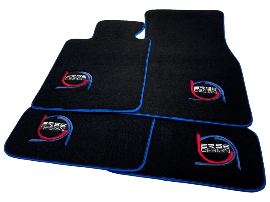 Black Floor Mats For BMW M3 E46 ER56 Design Limited Edition Blue Trim - AutoWin
