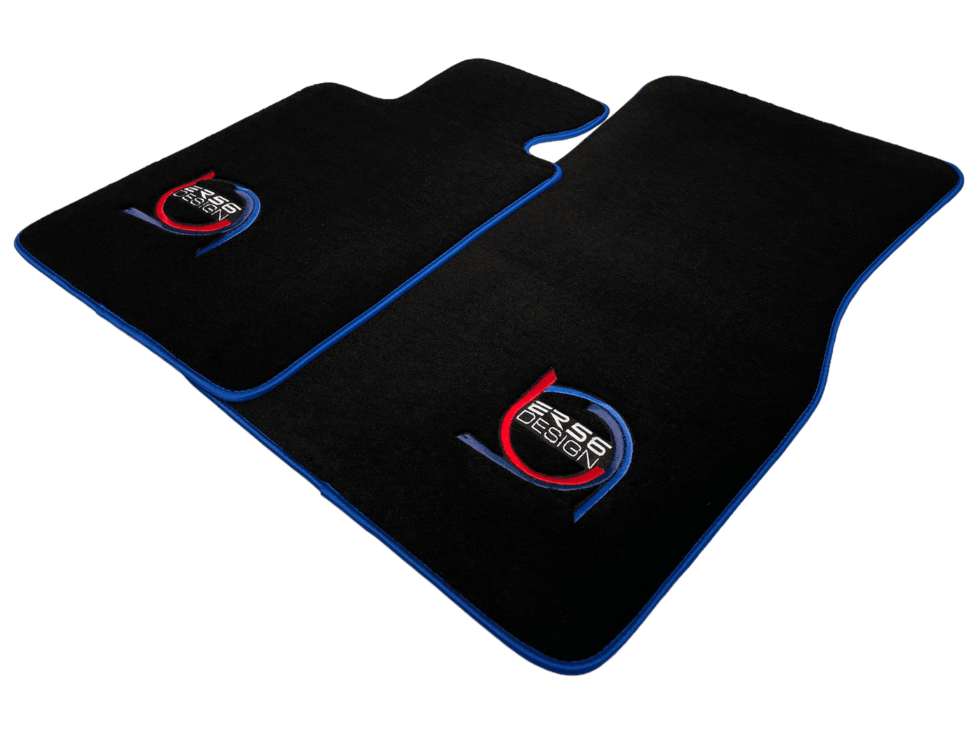 Black Floor Mats For BMW M3 E46 ER56 Design Limited Edition Blue Trim - AutoWin