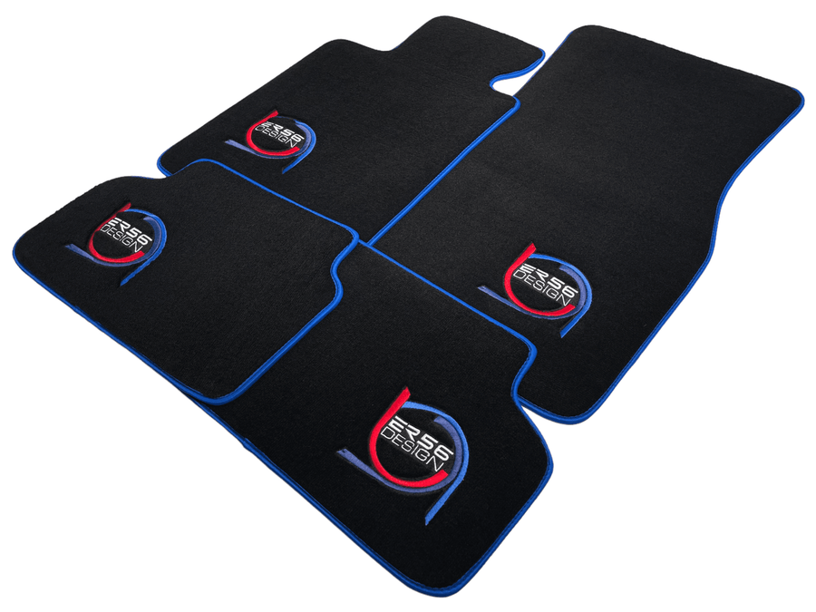 Black Floor Mats For BMW M6 F13 Coupe ER56 Design Limited Edition Blue Trim - AutoWin