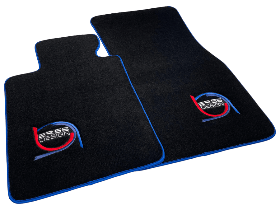Black Floor Mats For BMW X5M E70 SUV ER56 Design Limited Edition Blue Trim - AutoWin