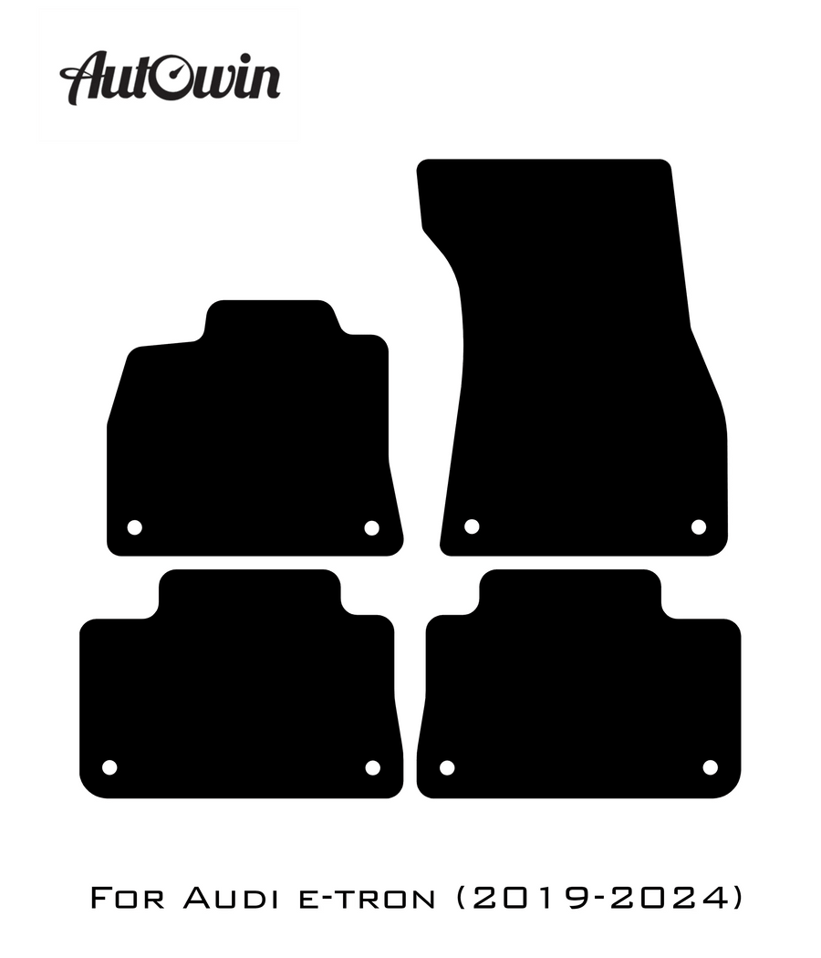 Black Floor Mats for e-tron (2019-2024) With Orange Alcantara | ER56 Design - AutoWin