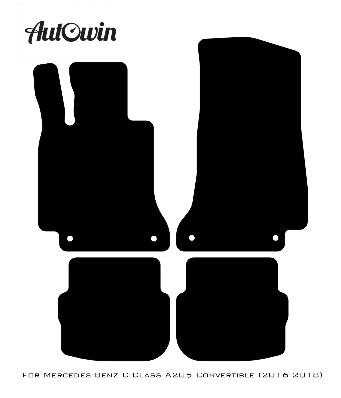 Black Floor Mats For Mercedes Benz C-Class A205 Convertible (2016-2018) | AutoWin Edition - AutoWin