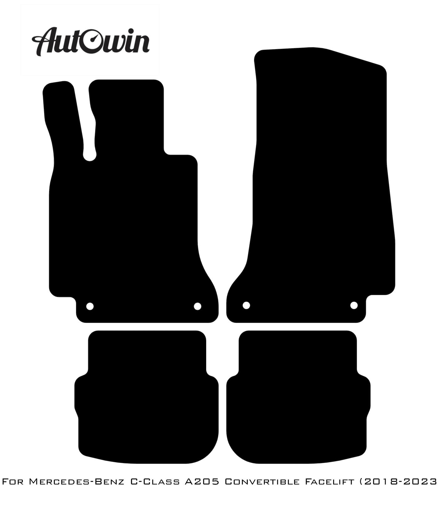 Black Floor Mats For Mercedes Benz C-Class A205 Convertible Facelift (2018-2023) | Fighter Jet Edition - AutoWin