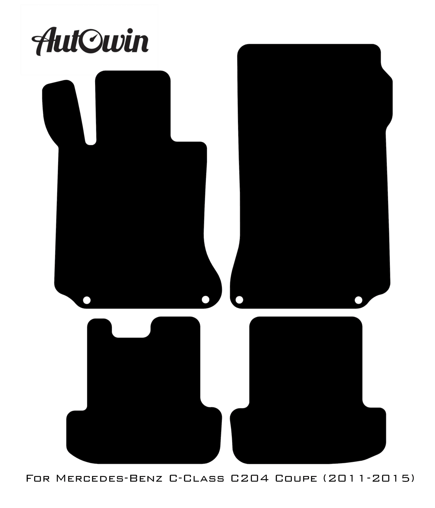 Black Floor Mats For Mercedes Benz C-Class C204 Coupe (2011-2015) | AutoWin Edition - AutoWin