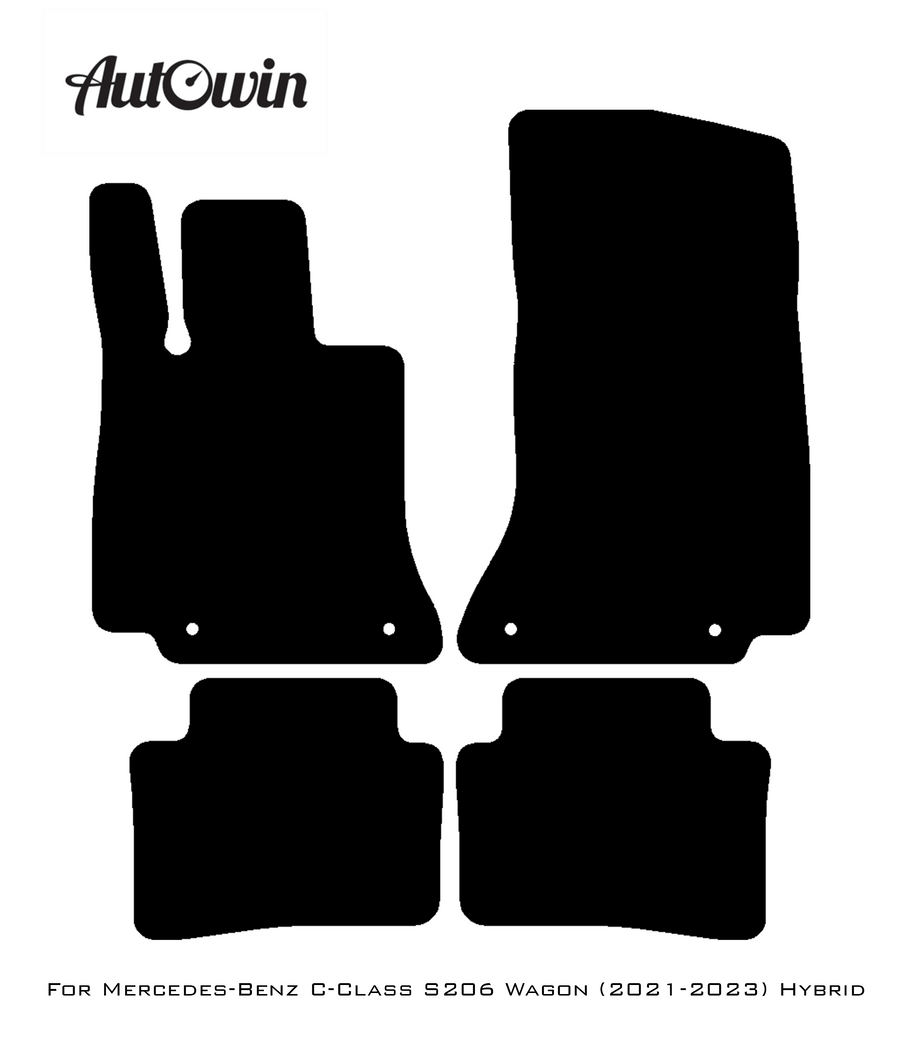Black Floor Mats For Mercedes Benz C-Class S206 Wagon (2021-2023) Hybrid | Fighter Jet Edition - AutoWin