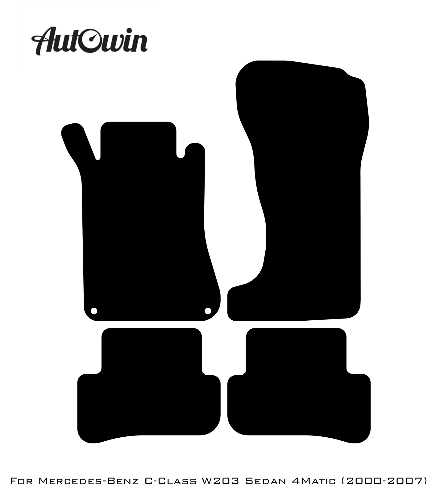 Black Floor Mats For Mercedes Benz C-Class W203 Sedan 4Matic (2000-2007) | AutoWin Edition - AutoWin