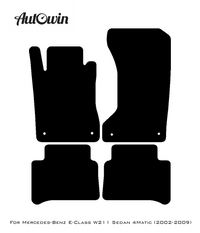 Black Floor Mats For Mercedes Benz E-Class W211 Sedan 4Matic (2002-2009) | Fighter Jet Edition - AutoWin