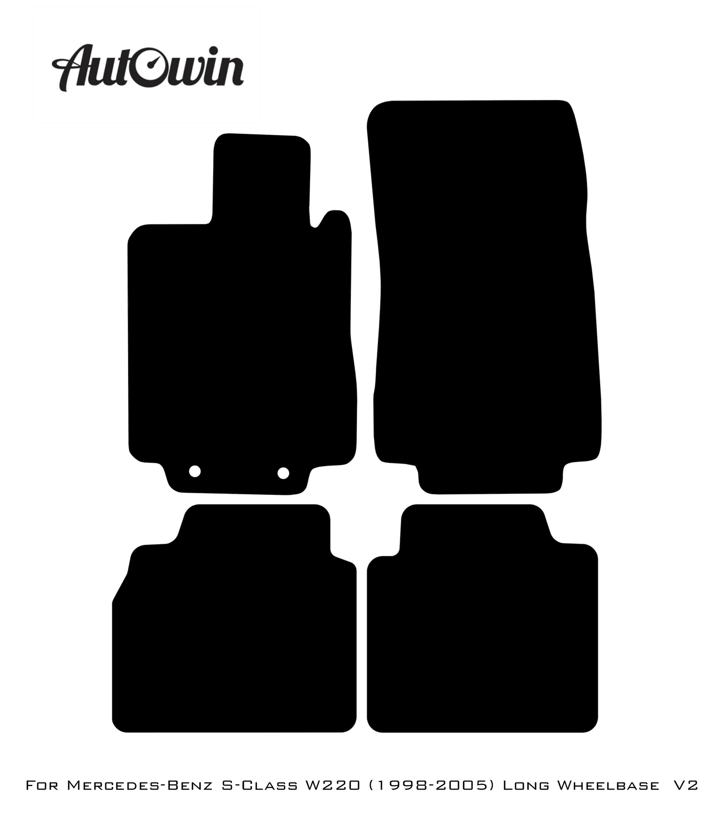 Black Floor Mats For Mercedes Benz S-Class W220 (1998-2005) Long Wheelbase | AutoWin Edition - AutoWin