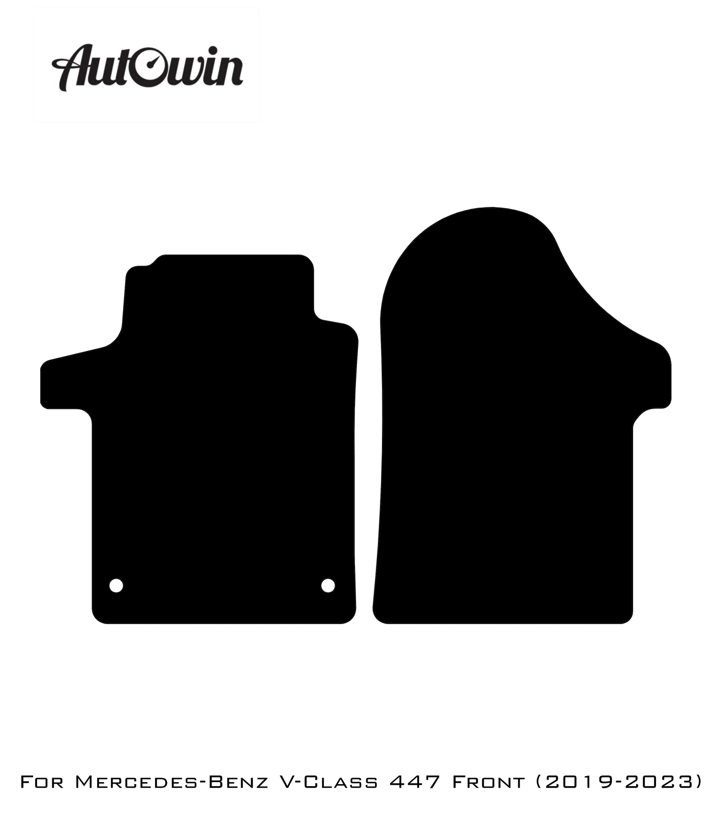Black Floor Mats For Mercedes Benz V-Class 447 Front (2019-2023) | AutoWin Edition - AutoWin