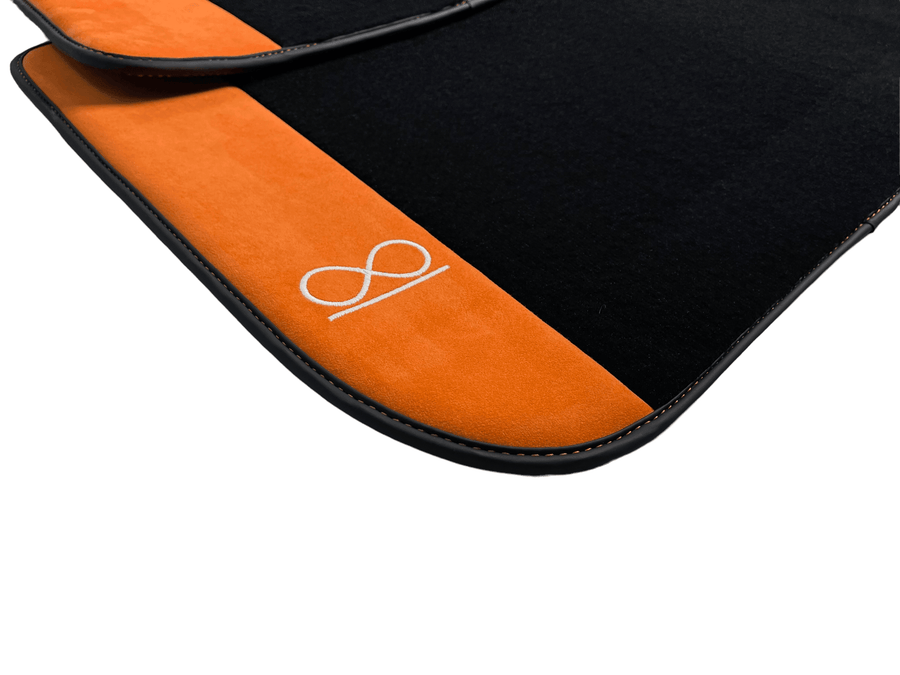 Black Floor Mats For Rolls Royce Black Badge Dawn Alcantara Leather - AutoWin