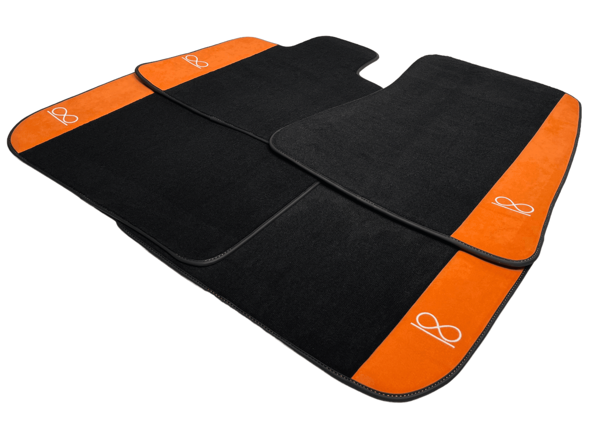 Black Floor Mats For Rolls Royce Black Badge Ghost Orange Alcantara - AutoWin