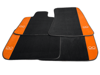 Black Floor Mats For Rolls Royce Shadow 1965-1977 With Orange Alcantara Leather - AutoWin