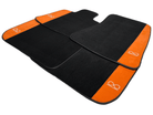 Black Floor Mats For Rolls Royce Shadow 1965-1977 With Orange Alcantara Leather - AutoWin