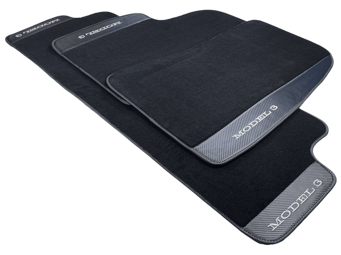 Black Floor Mats For Tesla Model 3 With Carbon Fiber Leather - AutoWin