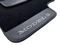 Black Floor Mats For Tesla Model 3 With Carbon Fiber Leather - AutoWin