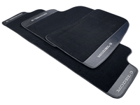 Black Floor Mats For Tesla Model 3 With Carbon Fiber Leather - AutoWin