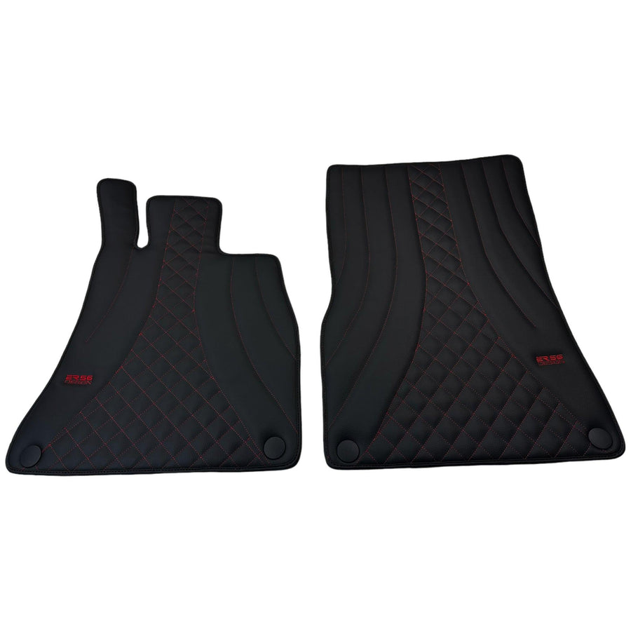 Black Leather Floor Mats For Mercedes Benz E-Class S210 Estate 4Matic (1996-2003) | ER56 Design - AutoWin