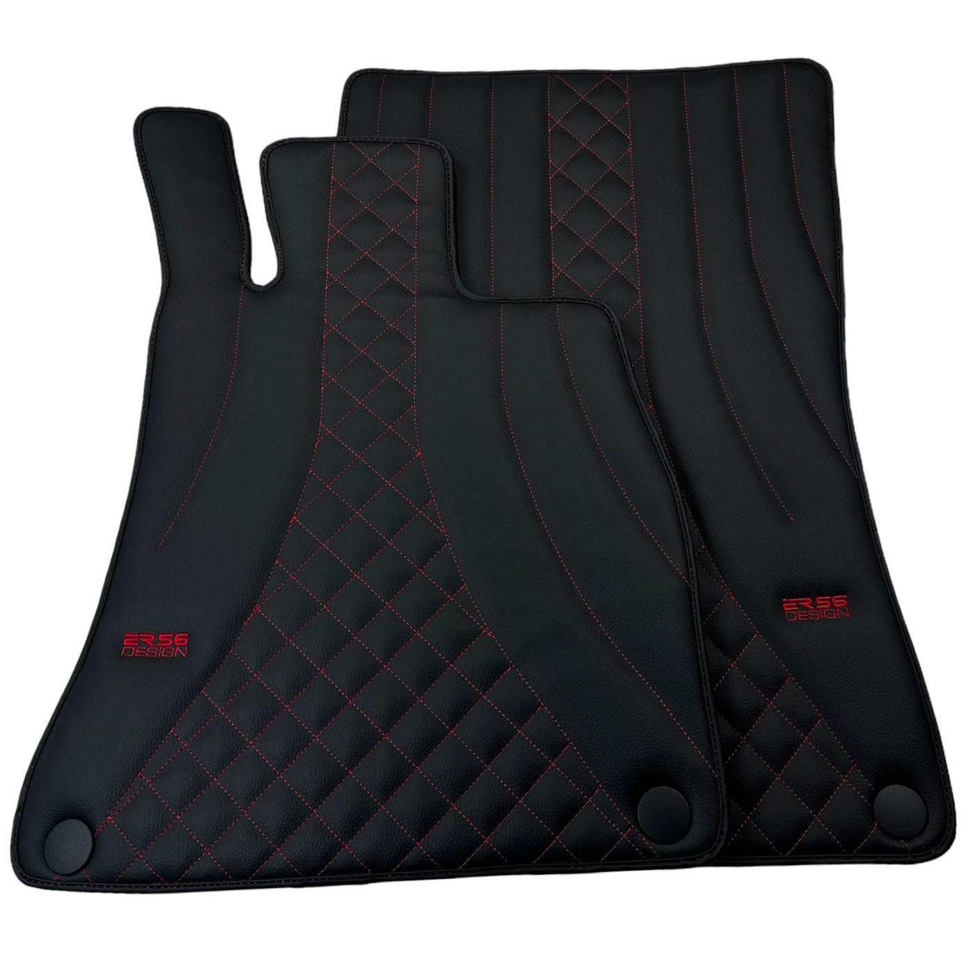 Black Leather Floor Mats For Mercedes Benz GL-Class X166 (2012-2015) | ER56 Design - AutoWin
