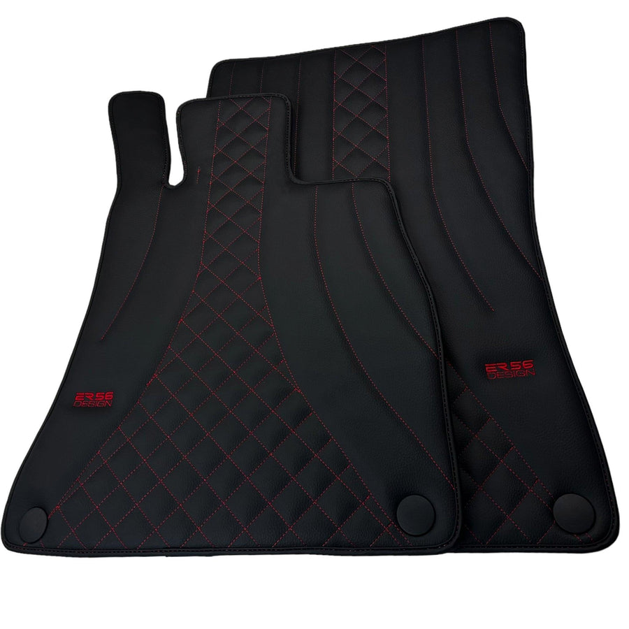 Black Leather Floor Mats For Mercedes Benz GLA-Class X156 (2017-2020) | ER56 Design - AutoWin