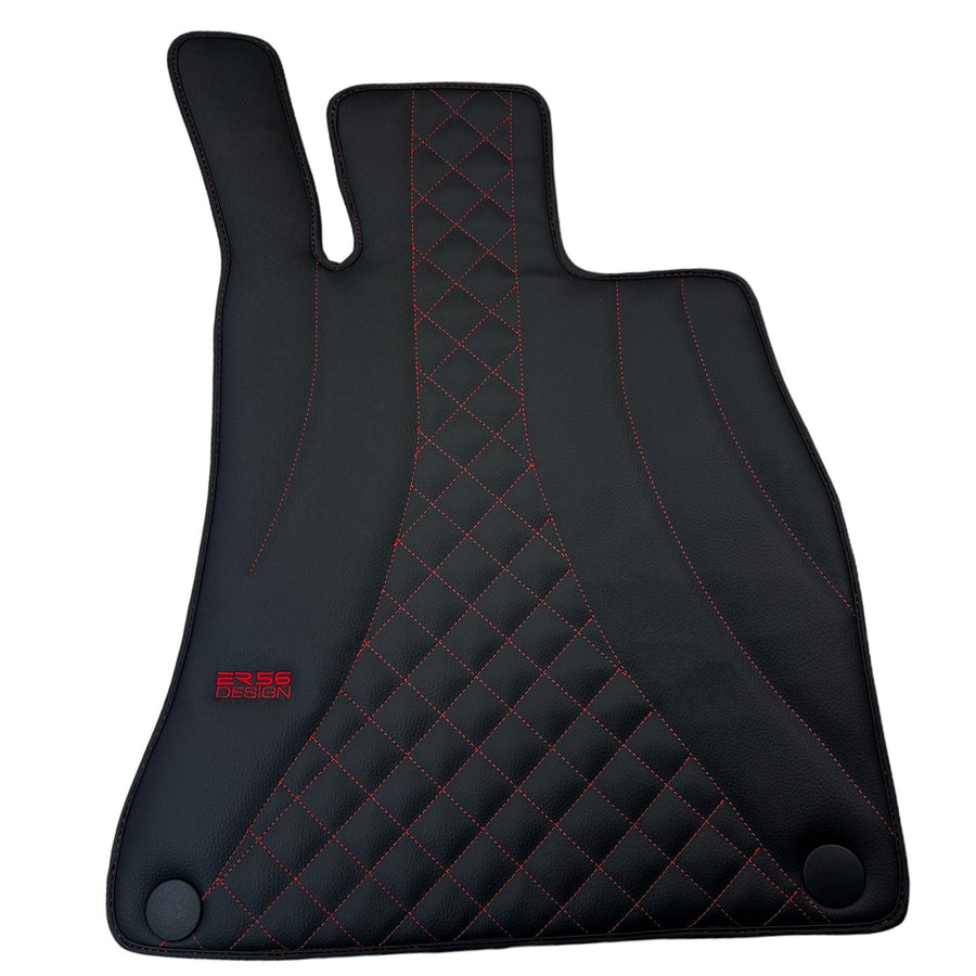 Black Leather Floor Mats For Mercedes Benz GLC-Class C253 Coupe (2020-2023) Hybrid | ER56 Design - AutoWin