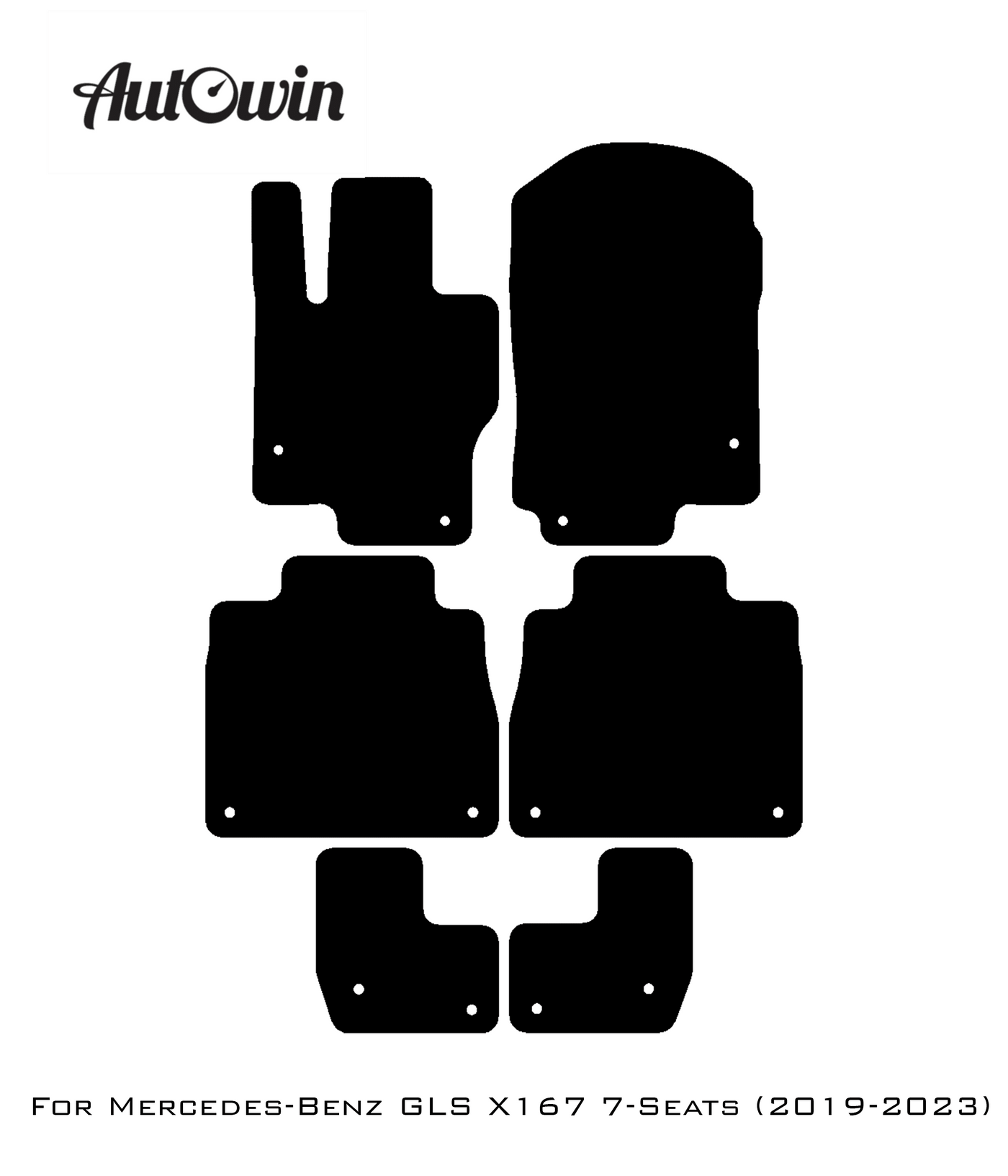 Black Leather Floor Mats For Mercedes Benz GLS-Class X167 (2019-2023) | ER56 Design - AutoWin