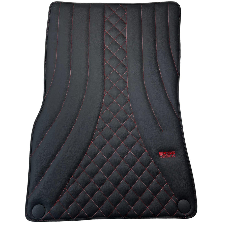 Black Leather Floor Mats For Mercedes Benz S-Class W220 (1998-2005) Long Wheelbase | ER56 Design - AutoWin