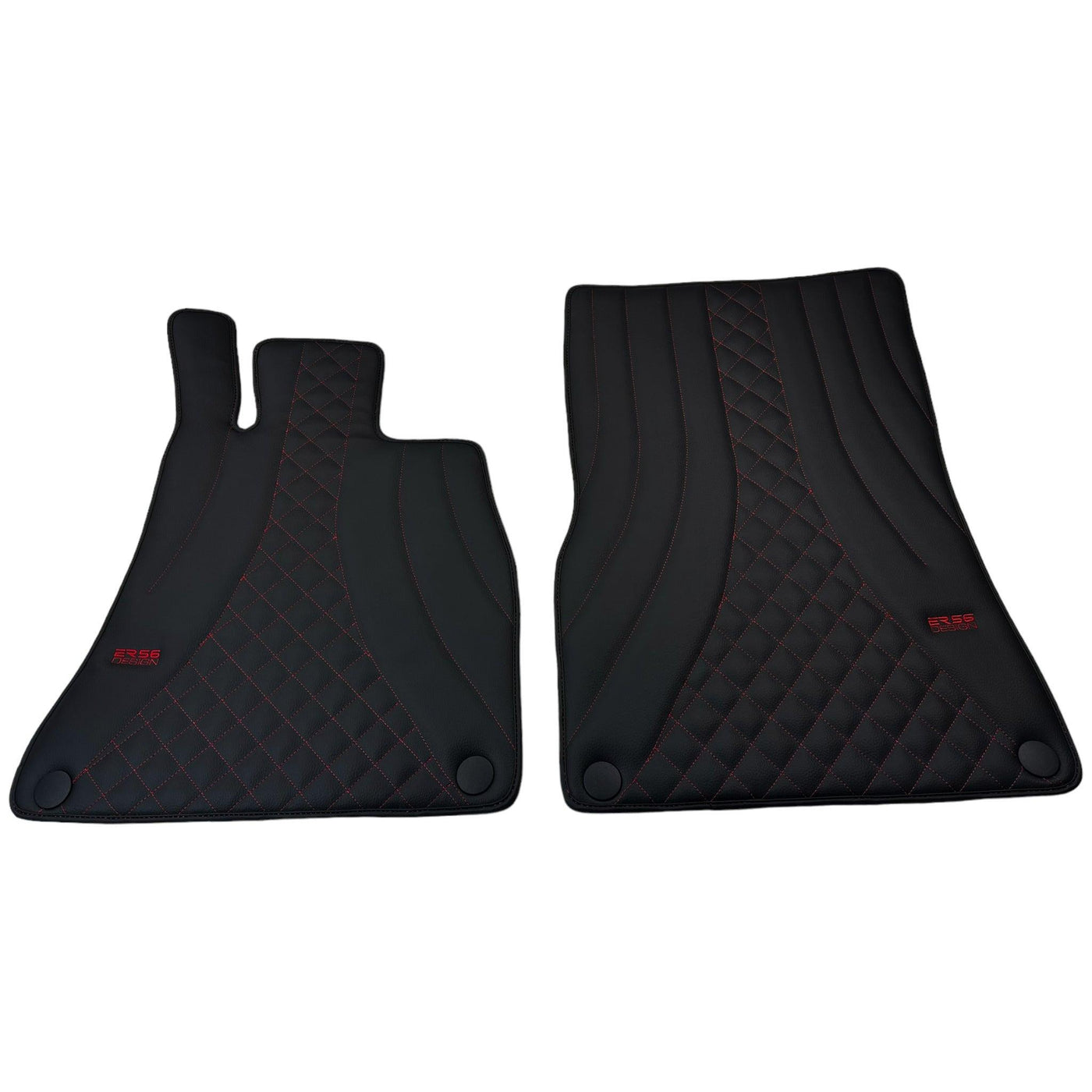 Black Leather Floor Mats For Mercedes Benz S-Class W222 (2013-2020) Short Wheelbase | ER56 Design - AutoWin