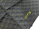 Black Leather Floor Mats for Porsche Macan GTS Yellow Sewing - AutoWin