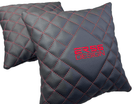 Black Leather Pillows ER56 Design Set of 2 Red Sewing - AutoWin