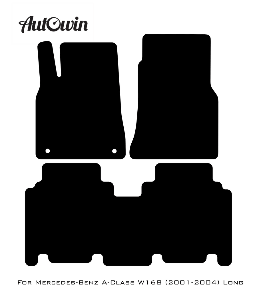 Black Luxury Floor Mats For Mercedes Benz A-Class W168 (2001-2004) | ER56 Design - AutoWin