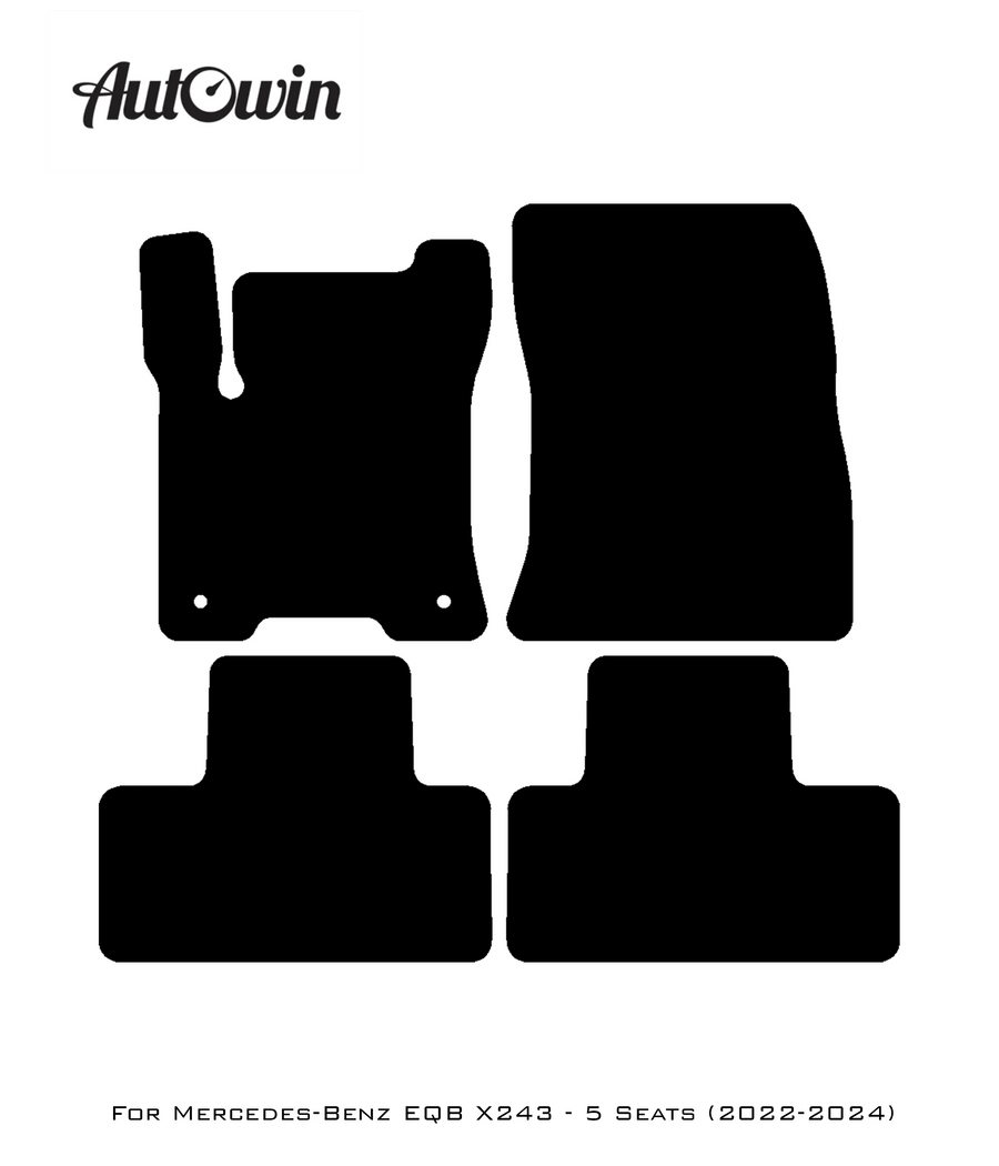 Black Luxury Floor Mats For Mercedes Benz EQB-Class X243 (2022-2024) | ER56 Design - AutoWin