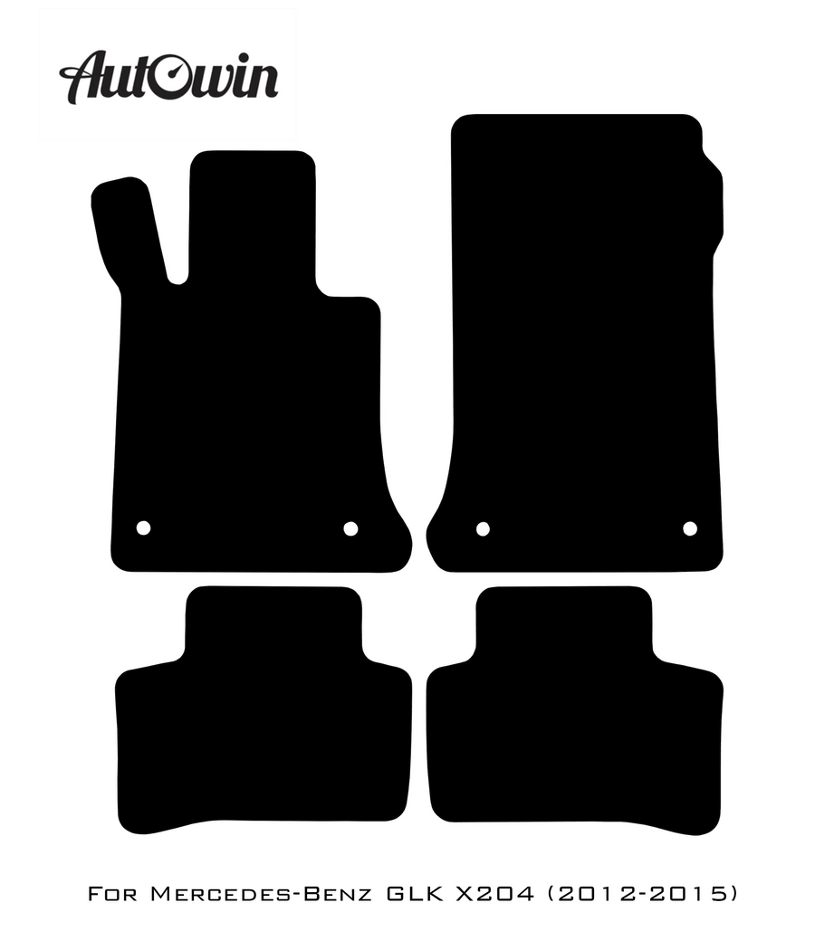 Black Luxury Floor Mats For Mercedes Benz GLK-Class X204 (2012-2015) | ER56 Design - AutoWin