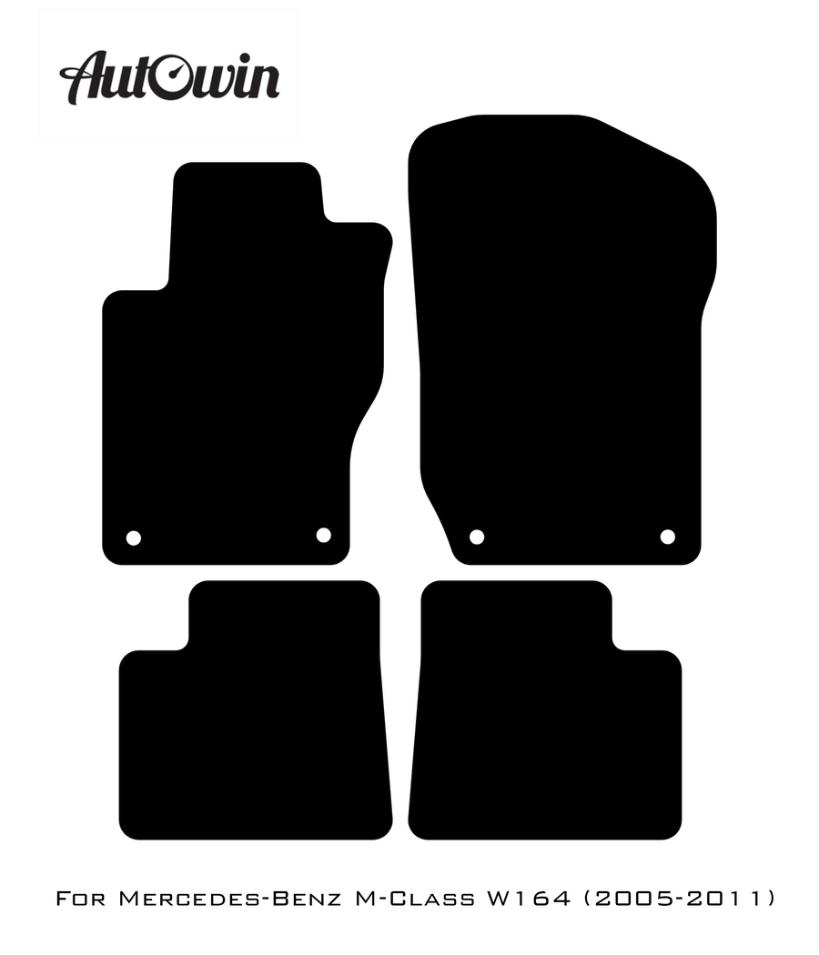 Black Luxury Floor Mats For Mercedes Benz M-Class W164 (2005-2011) | ER56 Design - AutoWin