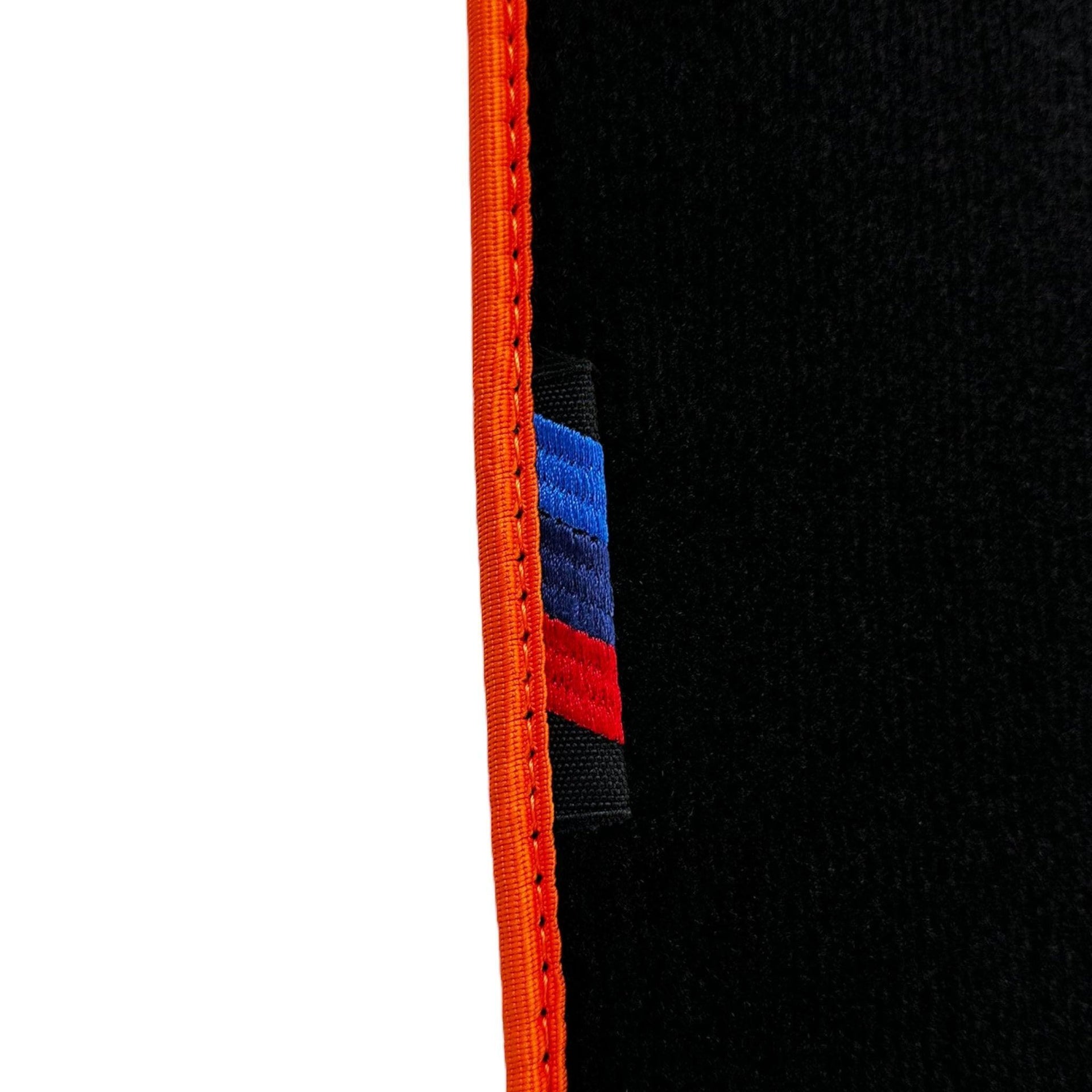 Black Mats For BMW 3 Series E46 4-door Sedan | Orange Trim - AutoWin