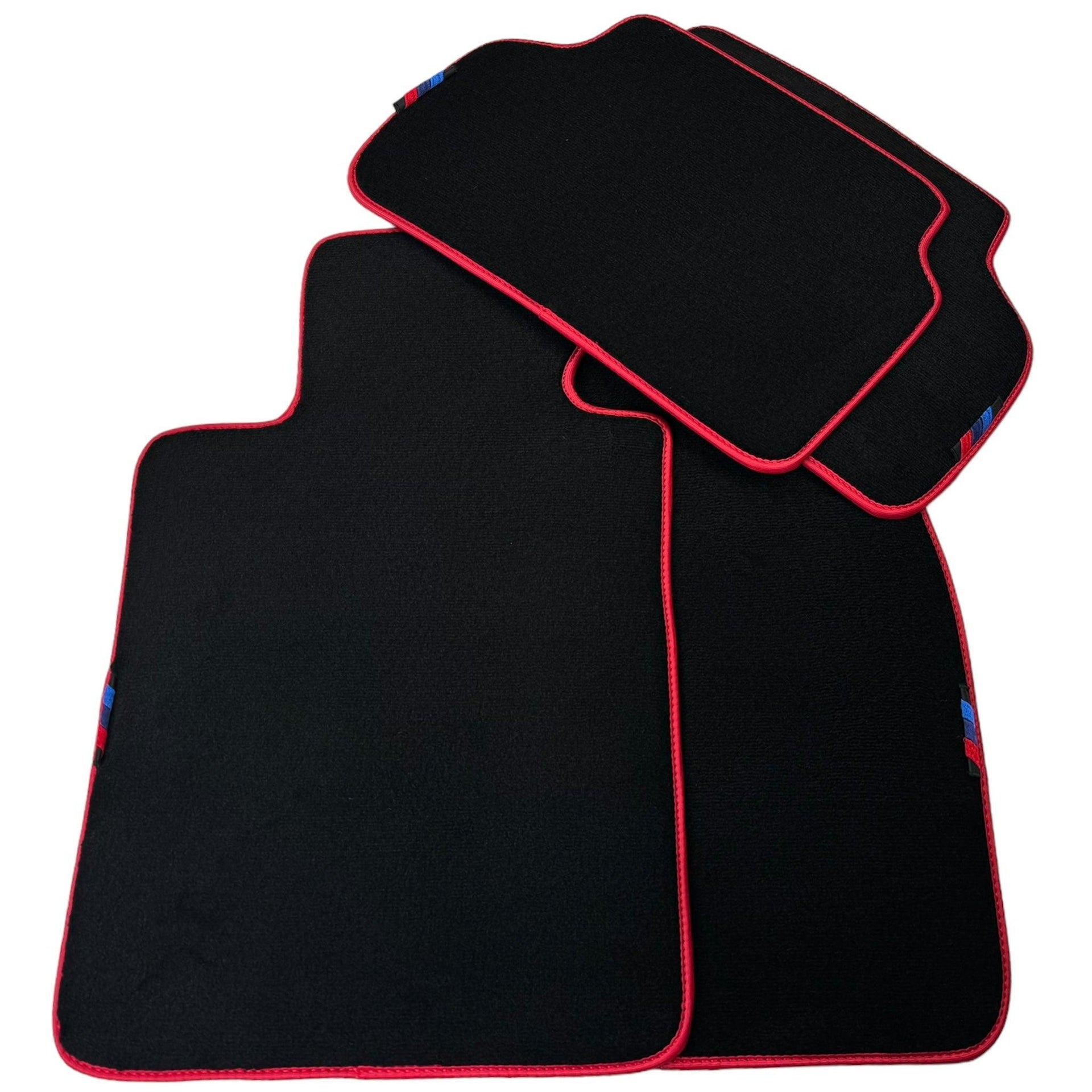 Black Mats For BMW 7 Series E38 Long | Red Trim - AutoWin