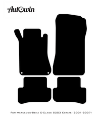 Black Sheepskin Floor Mats For Mercedes Benz C-Class S203 Estate (2001-2007) | ER56 Design - AutoWin