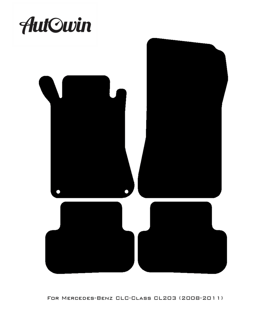 Black Sheepskin Floor Mats For Mercedes Benz CLC-Class CL203 (2008 - 2011) | ER56 Design - AutoWin