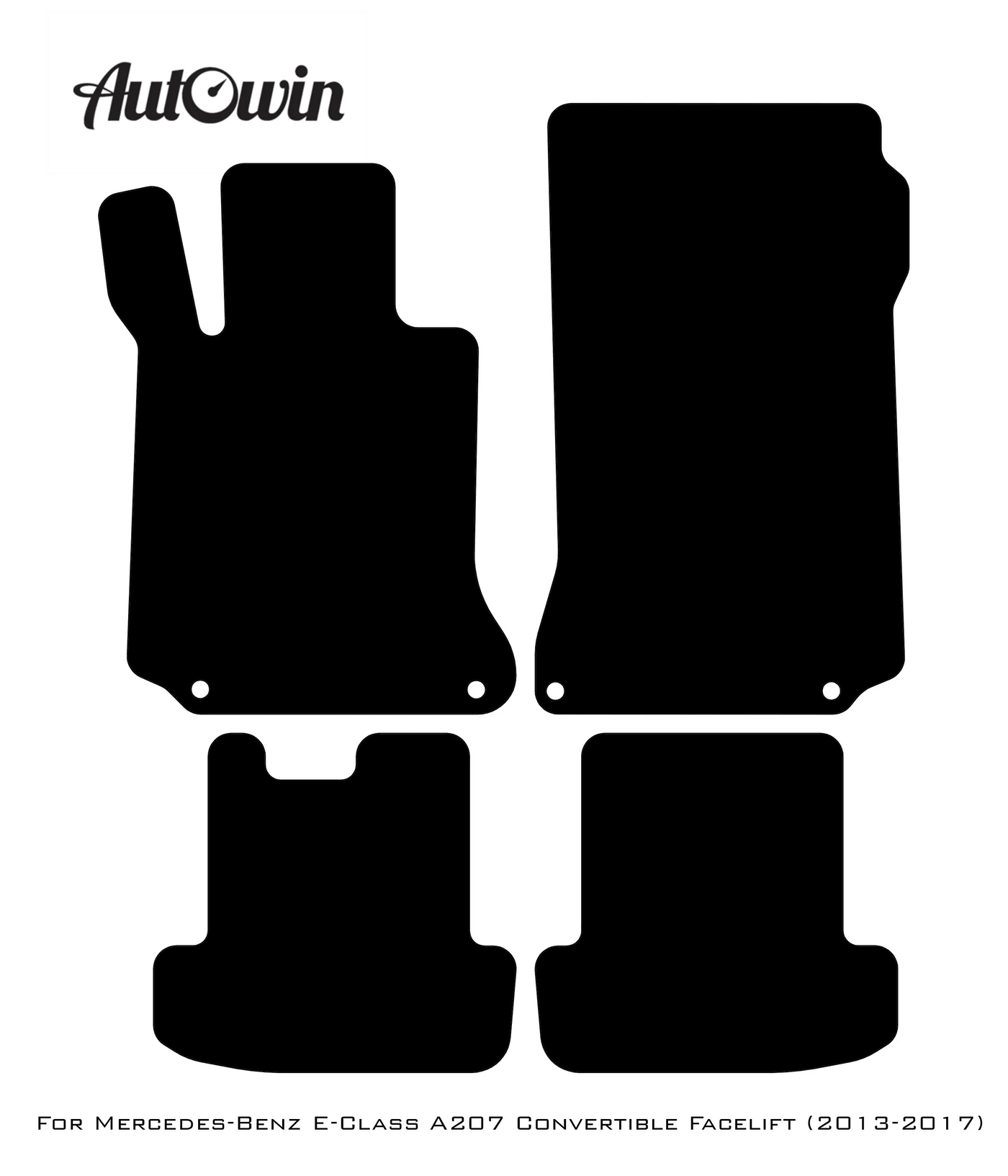 Black Sheepskin Floor Mats For Mercedes Benz E-Class A207 Convertible Facelift (2013-2017) | ER56 Design - AutoWin