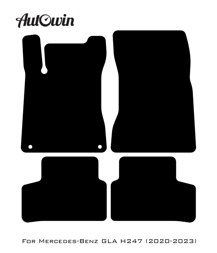 Black Sheepskin Floor Mats For Mercedes Benz GLA-Class H247 (2020-2023) | ER56 Design - AutoWin