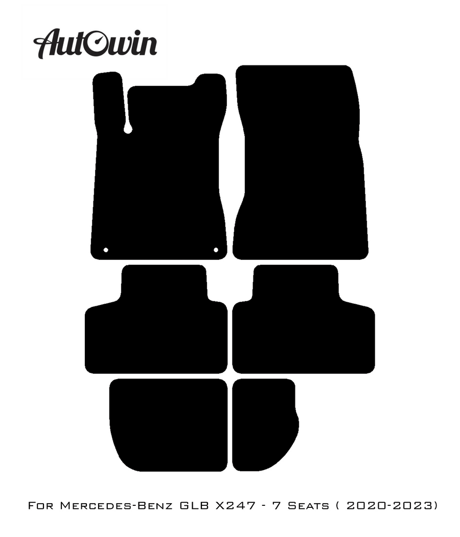 Black Sheepskin Floor Mats For Mercedes Benz GLB-Class X247 (2020-2023) | ER56 Design - AutoWin