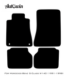 Black Sheepskin Floor Mats For Mercedes Benz S-Class W140 (1991-1998) | ER56 Design - AutoWin